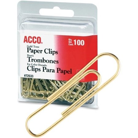 ACCO ACCO ACC72554 2 in. Smooth Finish Gold Tone Clips - Pack of 4; 100 Box ACC72554